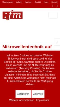 Vorschau der mobilen Webseite www.microwaveheating.net, fm Fricke und Mallah Microwave Technology GmbH