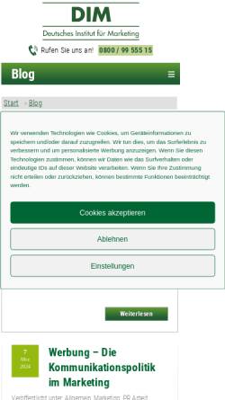 Vorschau der mobilen Webseite www.dim-marketingblog.de, DIM Marketingblog