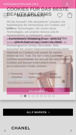 Vorschau der mobilen Webseite www.basler-beauty.de, Basler Haar-Kosmetik GmbH