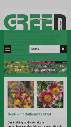 Vorschau der mobilen Webseite www.greenpflanzenhandel.ch, Green Pflanzenhandel GmbH