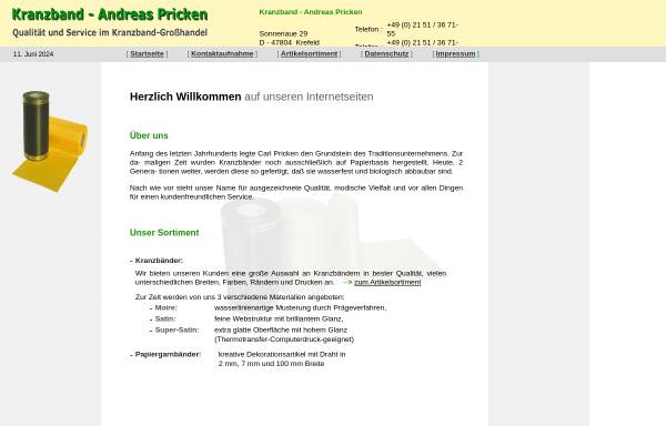 Vorschau von www.kranzband-pricken.de, Kranzband Andreas Pricken