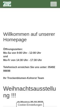 Vorschau der mobilen Webseite www.trockenblumen-kohorst.de, Trockenblumen Kohorst