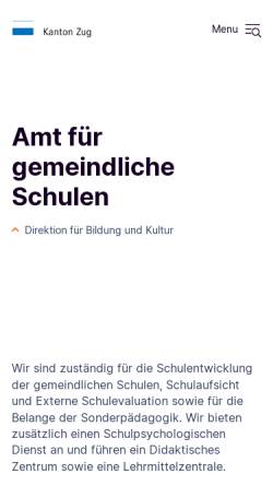 Vorschau der mobilen Webseite www.zug.ch, Direktion für Bildung und Kultur des Kantons Zug