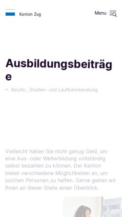 Vorschau der mobilen Webseite www.zug.ch, Stipendienberatung des Kantons Zug