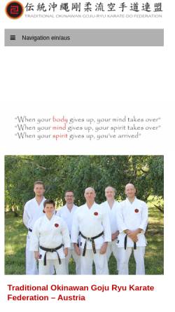Vorschau der mobilen Webseite www.iogkf-austria.at, International Okinawan Goju Ryu Karate Federation Österreich