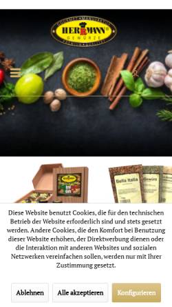 Vorschau der mobilen Webseite shop.herrmann-gewuerze.de, Hermann Gewürze, Norbert Herrmann