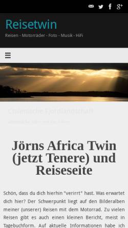 Vorschau der mobilen Webseite www.reisetwin.de, Jörn's Africa Twin Seiten