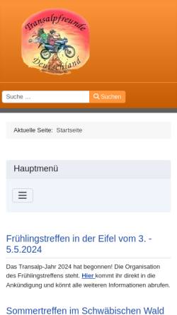 Vorschau der mobilen Webseite www.transalpfreunde.de, Transalpfreunde Deutschland IG