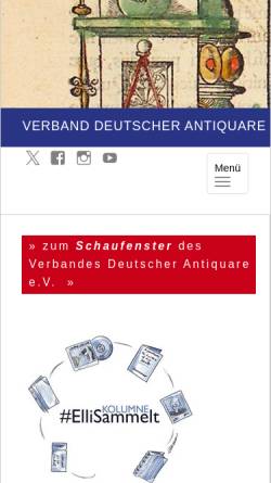 Vorschau der mobilen Webseite www.antiquare.de, Verband deutscher Antiquare e.V.