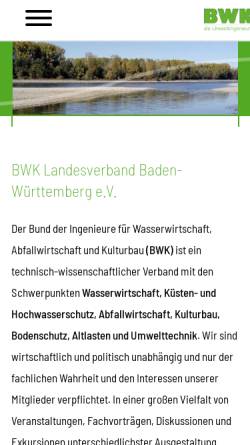 Vorschau der mobilen Webseite www.bwk-bw.de, BWK Landesverband Baden-Württemberg