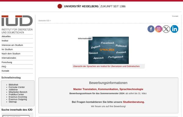 Vorschau von www.iued.uni-heidelberg.de, Institut für Übersetzen und Dolmetschen - Ruprecht-Karls-Universität Heidelberg