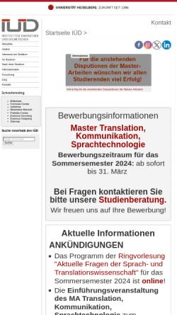 Vorschau der mobilen Webseite www.iued.uni-heidelberg.de, Institut für Übersetzen und Dolmetschen - Ruprecht-Karls-Universität Heidelberg