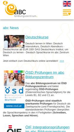 Vorschau der mobilen Webseite www.abc-zentrum.at, Abc Erwachsenenbildung GmbH