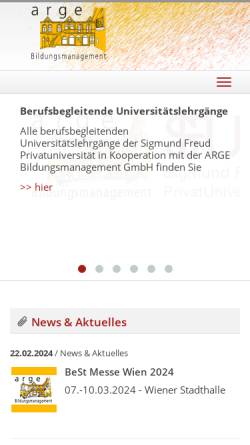 Vorschau der mobilen Webseite www.bildungsmanagement.ac.at, ARGE Bildungsmanagement Wien