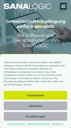 Vorschau der mobilen Webseite www.sanalogic.com, Sanalogic Gemeinschaftsverpflegungslogistik GmbH