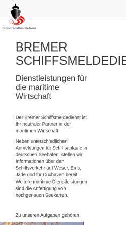 Vorschau der mobilen Webseite www.bsmd.de, Bremer Schiffsmeldedienst Kapt. P. Langbein e.K.