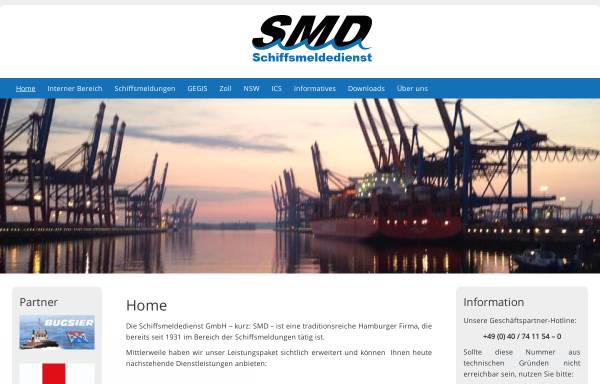 Vorschau von www.smd.de, Schiffsmeldedienst GmbH Hamburg