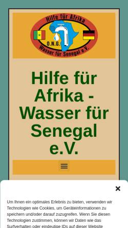 Vorschau der mobilen Webseite www.wasserfuersenegal.de, Hilfe für Afrika – Wasser für den Senegal e.V.