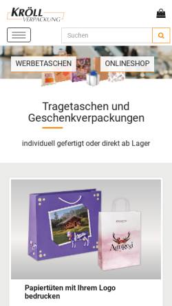 Vorschau der mobilen Webseite kroell-verpackung.de, Kröll Verpackung GmbH