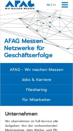 Vorschau der mobilen Webseite www.afag.de, AFAG Messen und Ausstellungen GmbH