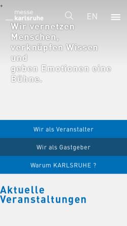 Vorschau der mobilen Webseite www.messe-karlsruhe.de, Karlsruher Messe- und Kongress-GmbH