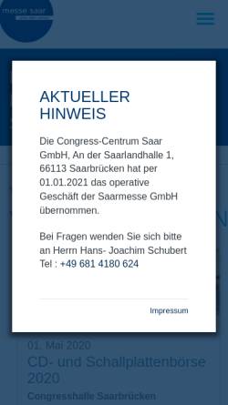 Vorschau der mobilen Webseite saarmesse.de, Saarmesse, Saarbrücken