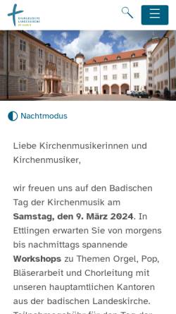 Vorschau der mobilen Webseite www.kirchenmusik-baden.de, Evangelische Kirchenmusik in Baden
