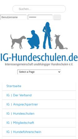 Vorschau der mobilen Webseite www.ig-hundeschulen.de, Interessengemeinschaft unabhängiger Hundeschulen