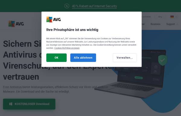 Vorschau von www.avg.de, AVG Anti-Virus