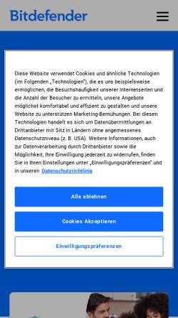 Vorschau der mobilen Webseite www.bitdefender.de, Bit-Defender