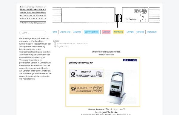 Vorschau von www.arge-briefpostautomation.de, Arbeitsgemeinschaft Briefpostautomation