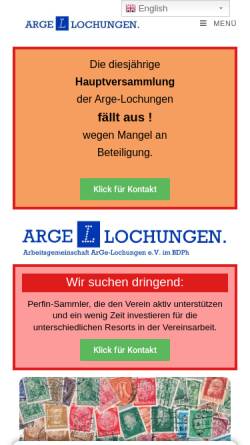 Vorschau der mobilen Webseite www.arge-lochungen.de, Arbeitsgemeinschaft Lochungen