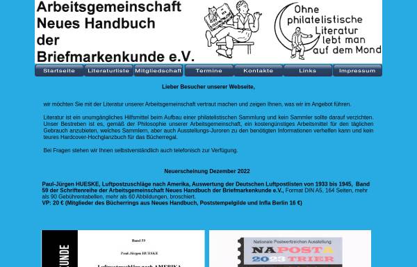 Vorschau von www.neues-handbuch.de, Arbeitsgemeinschaft Neues Handbuch der Briefmarkenkunde