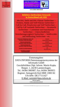 Vorschau der mobilen Webseite www.data-inform.de, Data Inform GmbH