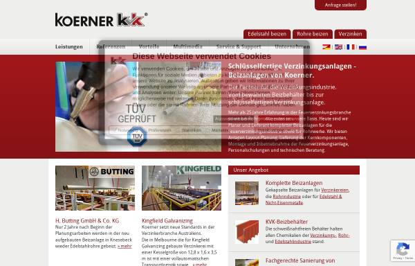 Vorschau von www.koerner.at, KVK Körner Chemieanlagenbau Ges.m.b.H.