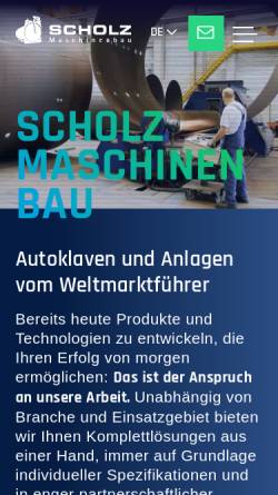 Vorschau der mobilen Webseite www.scholz-autoclaves.com, Maschinenbau Scholz GmbH