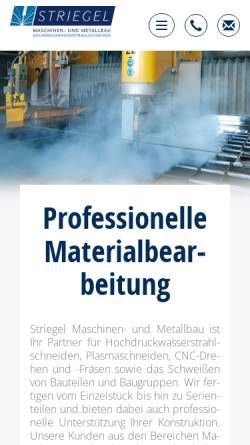 Vorschau der mobilen Webseite www.metallbau-striegel.de, Striegel Maschinen- und Metallbau