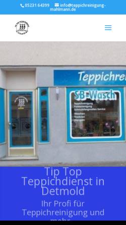 Vorschau der mobilen Webseite www.teppichreinigung-mahlmann.de, Tip Top Teppichdienst, Inh. Peter Mahlmann