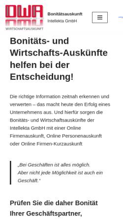 Vorschau der mobilen Webseite www.dwa-wirtschaftsauskunft.de, DWA Wirtschaftsauskunft GmbH