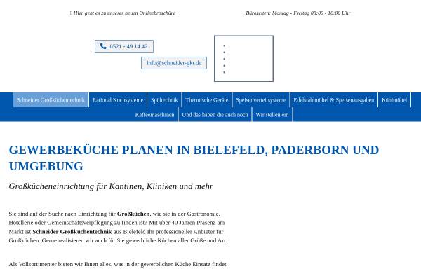 Vorschau von www.schneider-gkt.de, Schneider-Großküchentechnik GmbH