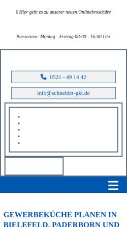 Vorschau der mobilen Webseite www.schneider-gkt.de, Schneider-Großküchentechnik GmbH