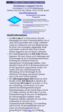 Vorschau der mobilen Webseite www.rwsoftware.de, Wachtmann Computer-Service Hiddenhausen
