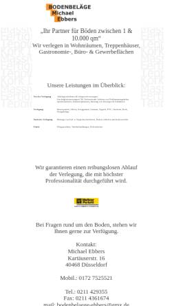 Vorschau der mobilen Webseite www.bodenbelaege-ebbers.de, Bodenbeläge Michael Ebbers