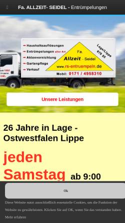 Vorschau der mobilen Webseite www.rs-entruempeln.de, An-und Verkauf Seidel