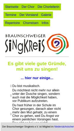 Vorschau der mobilen Webseite www.braunschweiger-singkreis.de, Braunschweiger Singkreis