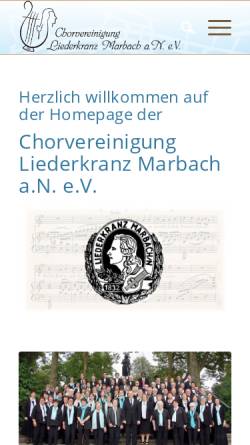 Vorschau der mobilen Webseite www.liederkranz-marbach.de, Chorvereinigung Liederkranz Marbach a.N. e.V.