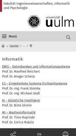 Vorschau der mobilen Webseite www.informatik.uni-ulm.de, Abteilung Künstliche Intelligenz der Universität Ulm