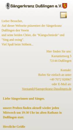 Vorschau der mobilen Webseite www.saengerkranz-dusslingen.de, Sängerkranz Dusslingen