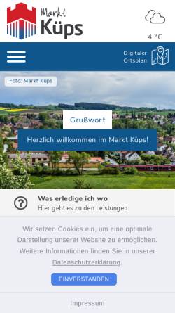 Vorschau der mobilen Webseite www.kueps.de, Markt Küps