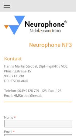 Vorschau der mobilen Webseite www.neurophone-energy.com, Dipl.-Ing. (FH) Hanns Martin Strobel